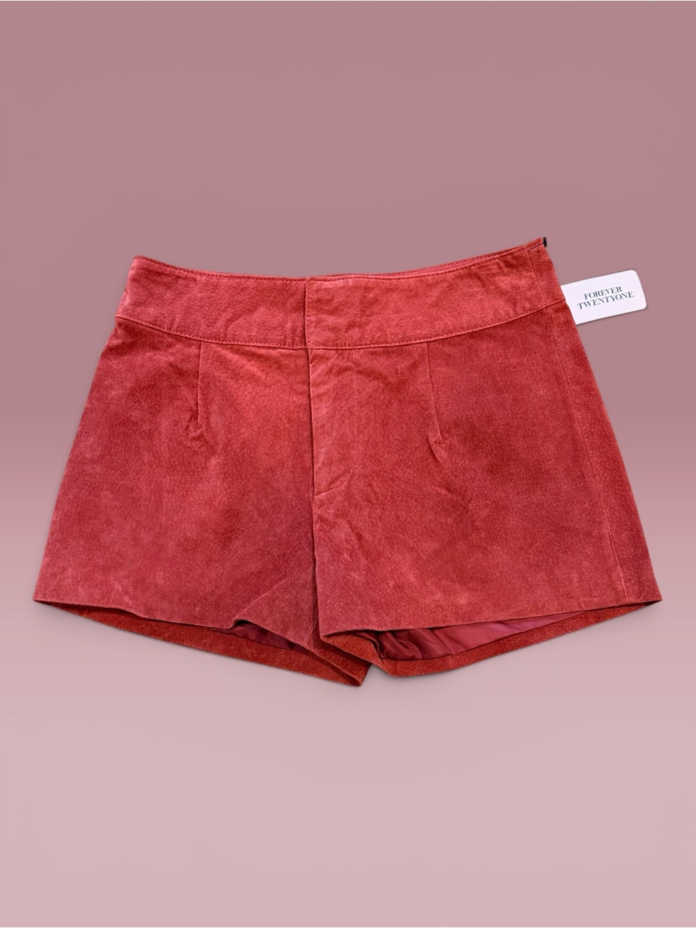 Forever 21 Women’s Rust Red High Waisted 100% Leather Shorts Size Small NWT